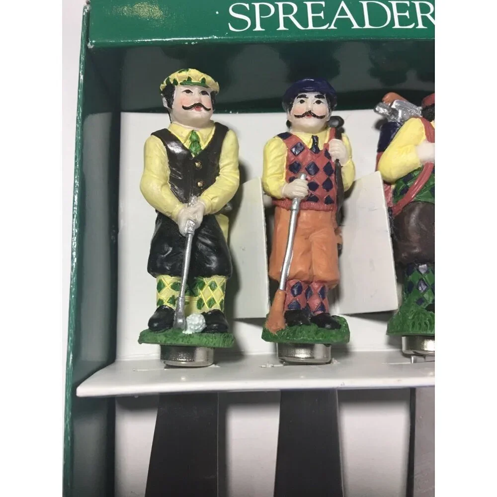 Old-Time Golfer Party Cheese Spreader Knife Set Of 4 Stainless Steel Serving Dip